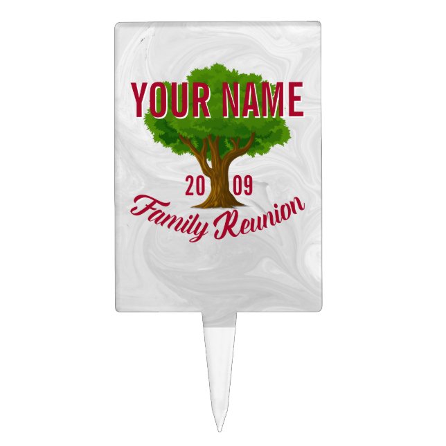 Lively Tree Personalized Family Reunion Cake Topper (Front)