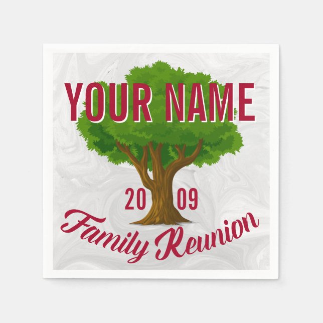 Lively Tree Personalized Family Reunion Napkins (Front)