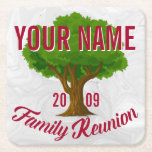 Lively Tree Personalized Family Reunion Square Paper Coaster