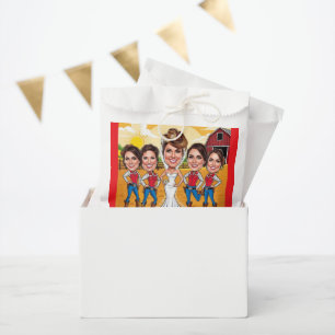 Lively Western Caricatures Bridal Event  Favor Bag