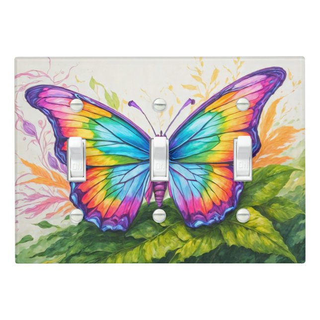 Lively Whimsical Floating Butterfly Doodle Light Switch Cover (In Situ)