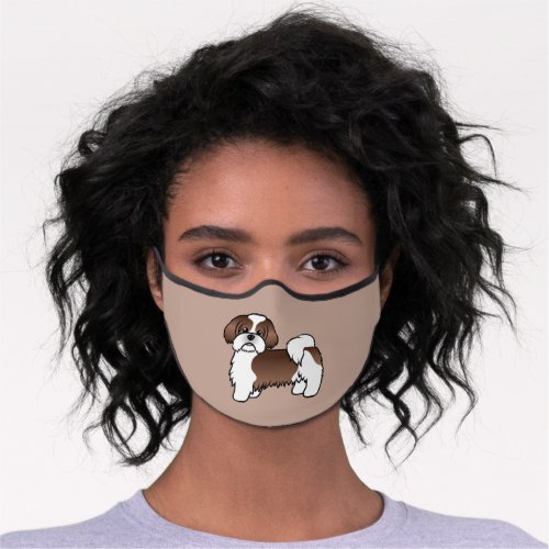 Liver And White Shih Tzu Cartoon Dog Premium Face Mask