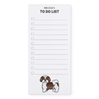 Liver And White Shih Tzu Cartoon Dog To Do List Magnetic Notepad