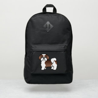 Liver And White Shih Tzu Cute Cartoon Dog Port Authority® Backpack