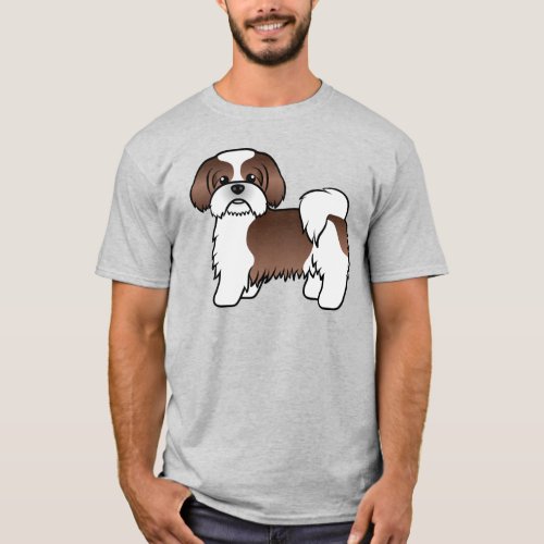 Liver And White Shih Tzu Cute Cartoon Dog T_Shirt