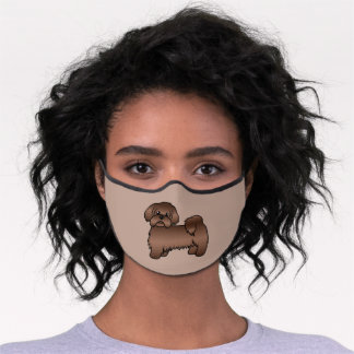 Liver Brown Shih Tzu Cartoon Dog Premium Face Mask