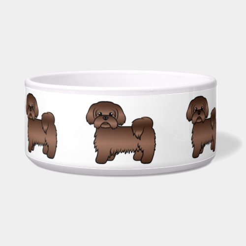 Liver Brown Shih Tzu Cute Cartoon Dog Illustration Bowl