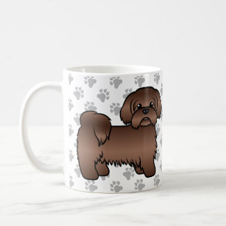 Liver Brown Shih Tzu Cute Cartoon Dog Illustration Coffee Mug