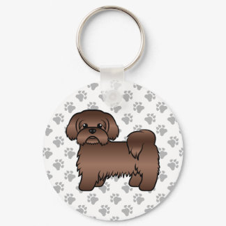 Liver Brown Shih Tzu Cute Cartoon Dog Illustration Keychain