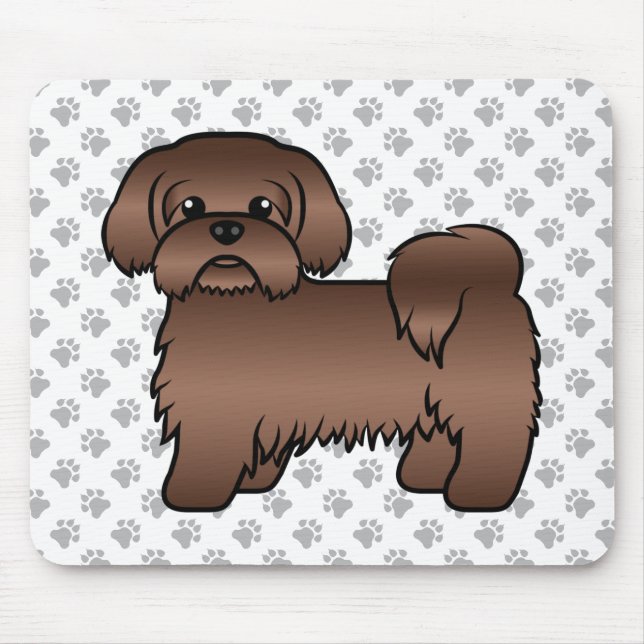 Liver Brown Shih Tzu Cute Cartoon Dog Illustration Mouse Pad (Front)