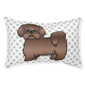 Liver Brown Shih Tzu Cute Cartoon Dog Illustration Pet Bed