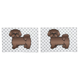 Liver Brown Shih Tzu Cute Cartoon Dog Illustration Pillow Case