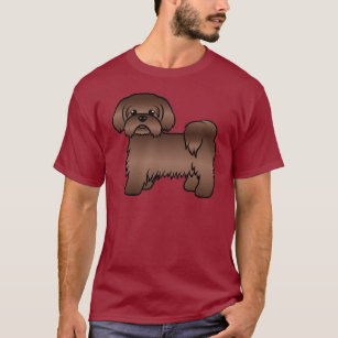 Liver Brown Shih Tzu Cute Cartoon Dog Illustration T-Shirt
