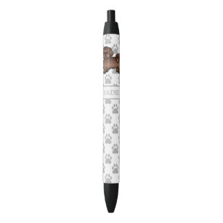 Liver Brown Shih Tzu Cute Cartoon Dog &amp; Name Black Ink Pen