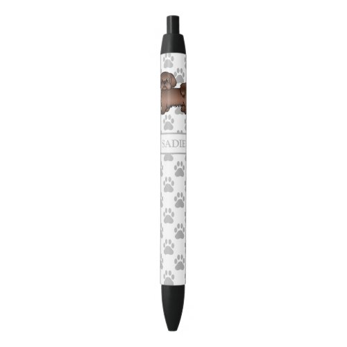 Liver Brown Shih Tzu Cute Cartoon Dog  Name Black Ink Pen