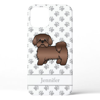 Liver Brown Shih Tzu Cute Cartoon Dog &amp; Name iPhone 12 Pro Case