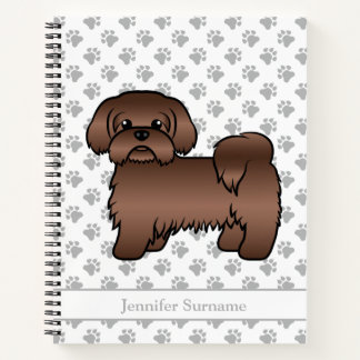 Liver Brown Shih Tzu Cute Cartoon Dog &amp; Name Notebook