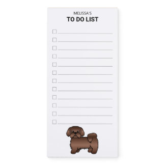 Liver Brown Shih Tzu Cute Cartoon Dog To Do List Magnetic Notepad