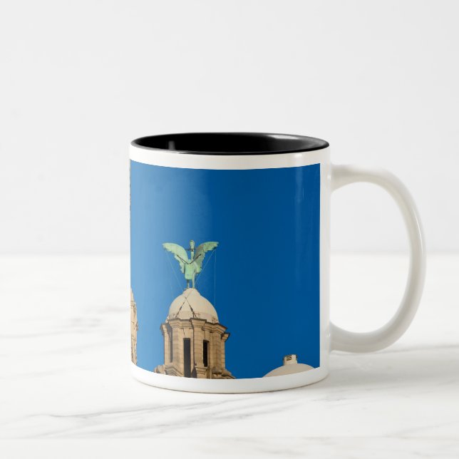 Liver Building, Liverpool, Merseyside, England Two-Tone Coffee Mug (Right)