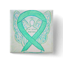 Liver Cancer Angel Jade Awareness Ribbon Art Pin