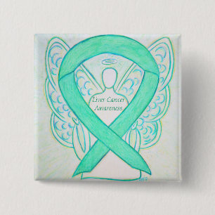 Liver Cancer Angel Jade Awareness Ribbon Art Pin