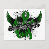 Emerald Green Liver Cancer Ribbon Postcard for Sale by barrelroll1