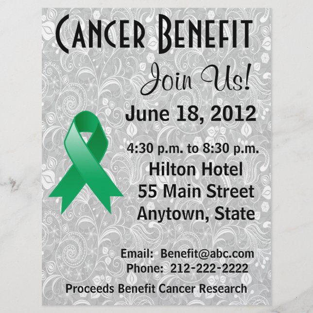 Liver Cancer Awareness Benefit Gray Floral Flyer (Front)