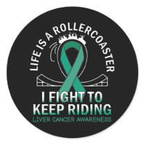 Liver cancer awareness emerald green ribbon classic round sticker