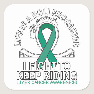 Liver cancer awareness emerald green ribbon square sticker