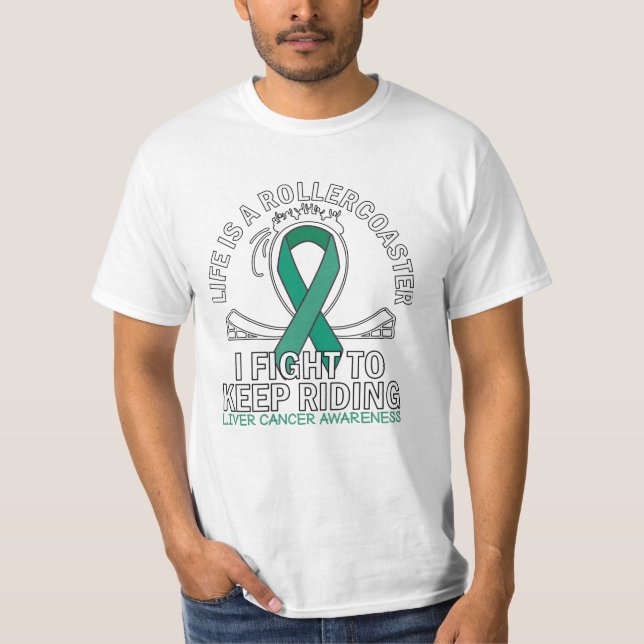 Liver cancer awareness emerald green ribbon T-Shirt (Front)