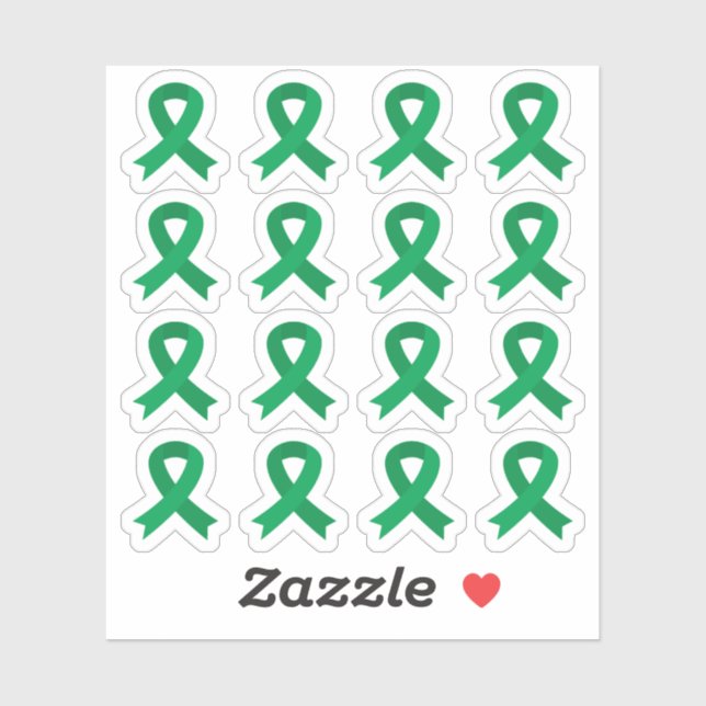 Liver Cancer Awareness Eye Cancer Green Ribbons Sticker (Sheet)