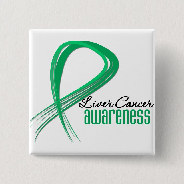 Liver Cancer Awareness Grunge Ribbon Pinback Button (Front)