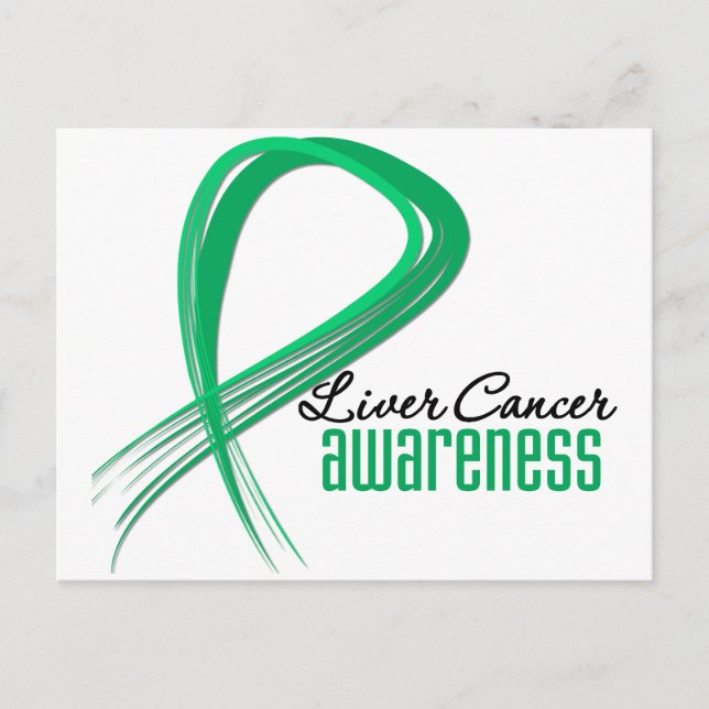 Liver Cancer Awareness Grunge Ribbon Postcard (Front)