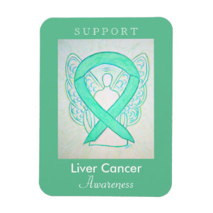 Liver Cancer Awareness Ribbon Angel Custom Magnet