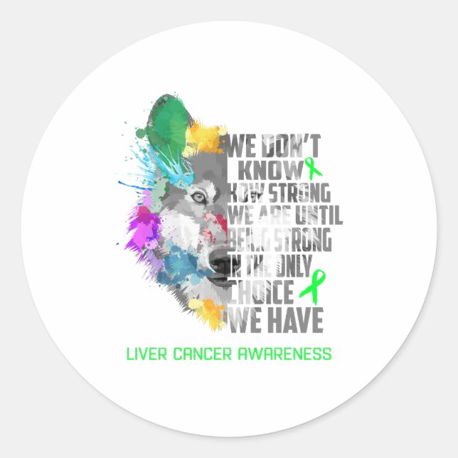 Liver Cancer Awareness Ribbon Support Gifts Classic Round Sticker (Front)