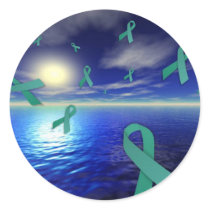Liver Cancer Awareness Ribbons Over The Ocean Classic Round Sticker