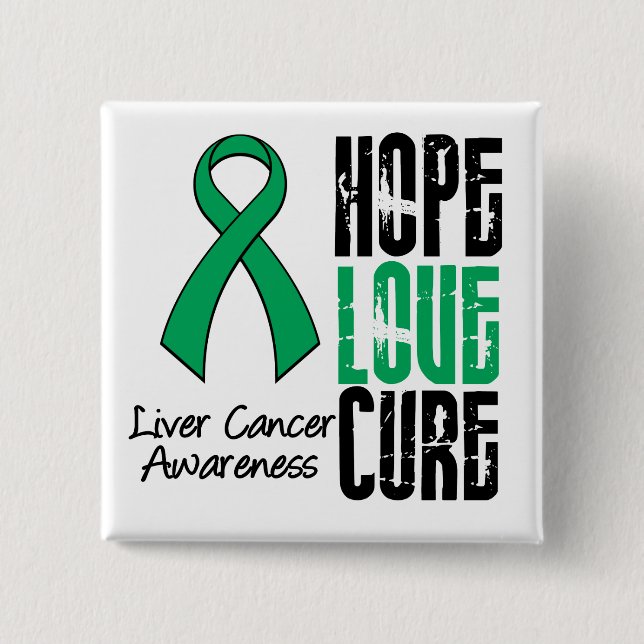 Liver Cancer Cancer Hope Love Cure Ribbon Button (Front)