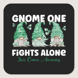 Liver Cancer Emerald Ribbon Gnome Square Sticker