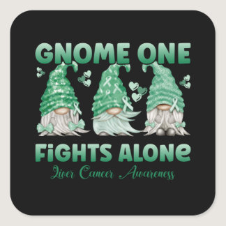 Liver Cancer Emerald Ribbon Gnome Square Sticker