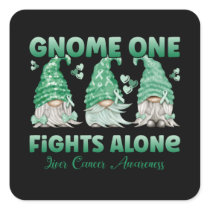 Liver Cancer Emerald Ribbon Gnome Square Sticker