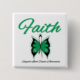 Liver Cancer Faith Butterfly Ribbon Pinback Button