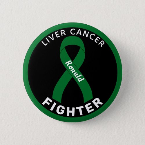 Liver Cancer Fighter Ribbon Black Button