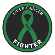Liver Cancer Fighter Ribbon Black Round Sticker