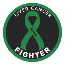 Liver Cancer Fighter Ribbon Black Round Sticker