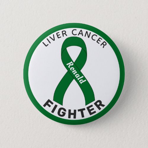 Liver Cancer Fighter Ribbon White Button