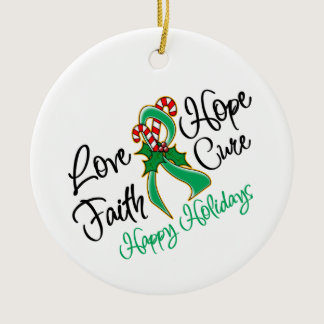 Liver Cancer Hope Love Cure Happy Holidays Ceramic Ornament