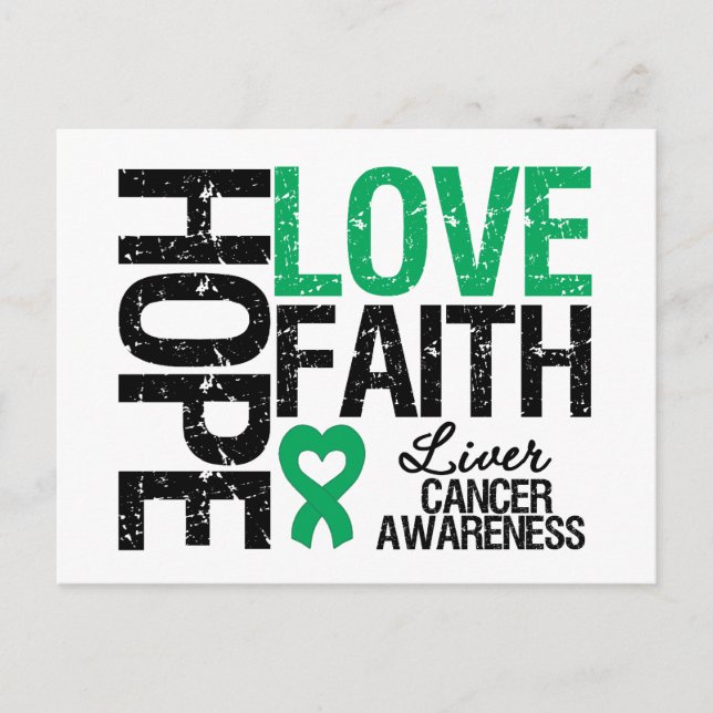 Liver Cancer Hope Love Faith Postcard (Front)