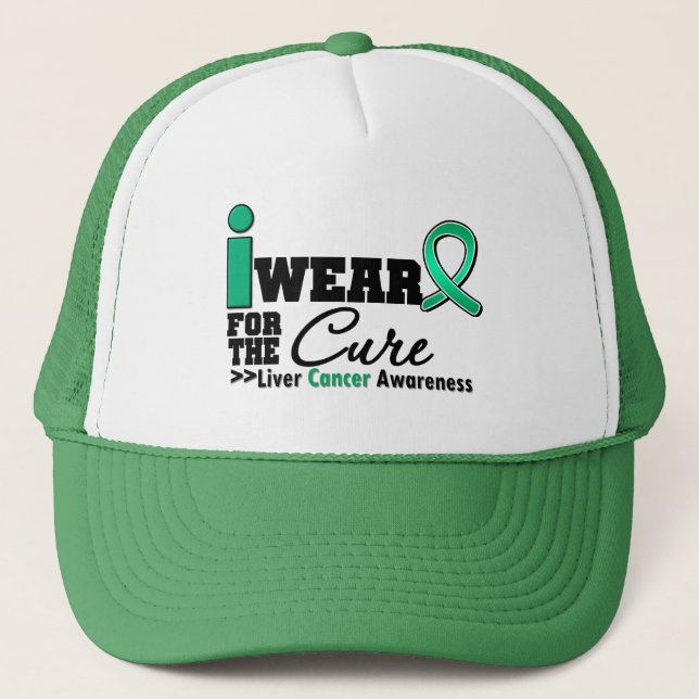 Liver Cancer I Wear Emerald Green For The Cure Trucker Hat (Front)
