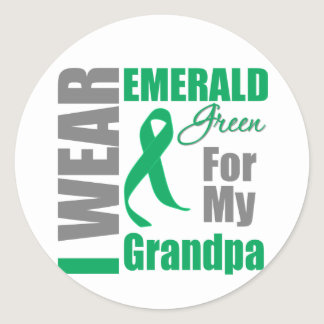Liver Cancer I Wear Emerald Green Grandpa Classic Round Sticker
