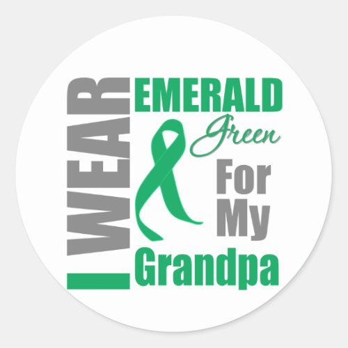 Liver Cancer I Wear Emerald Green Grandpa Classic Round Sticker